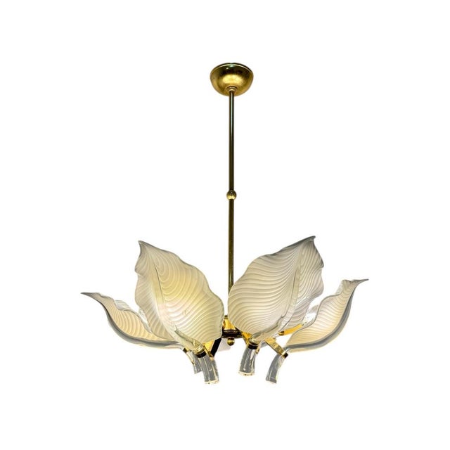 Hollywood Regency Murano Calla Flower Chandelier from Franco Luce, Italy, 1970s For Sale - Image 13 of 13