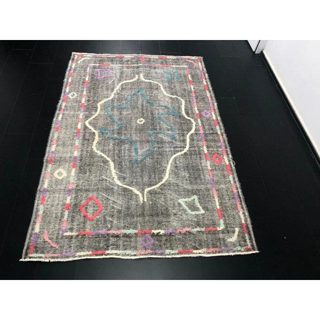 1960s Handmade wool and cotton rug in Turkish Anatolian Carpet, Vintage Special Area Rug, Turkish Vintage Rug, Pom pom...