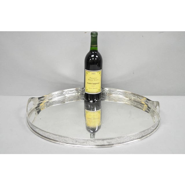 Antique English Sheffield Edwardian Silver Plated Oval Serving Platter Tray For Sale - Image 16 of 16
