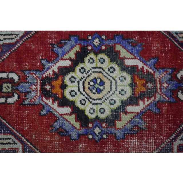 1980s Turkish Red Medallion Doormat Rug For Sale - Image 10 of 11