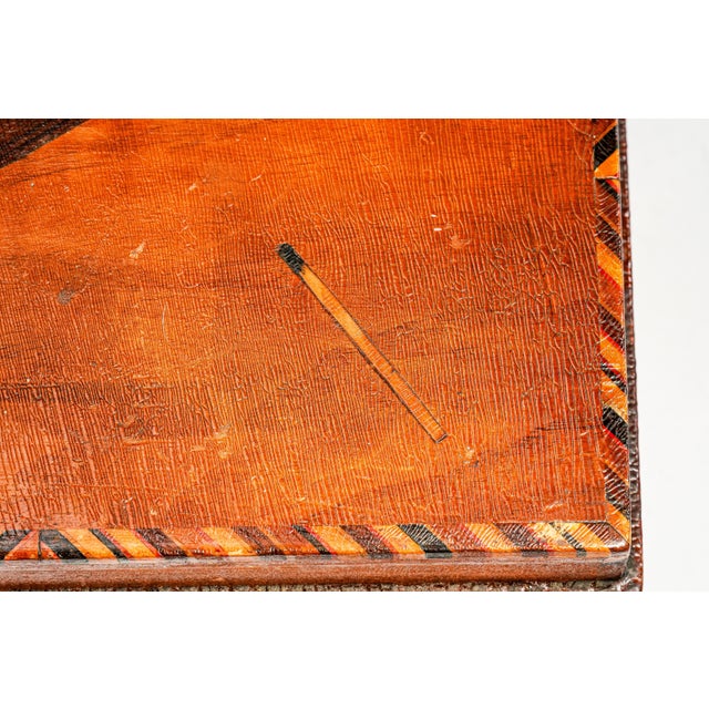 1910s Hand Painted Cigar & Match Cork Lined Wooden Folk Art Humidor Cigar Box Tobacciana Home Decor For Sale - Image 4 of 15