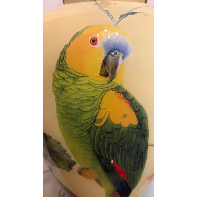 I think these are my favorite lamps we have every purcased. They are glazed decoupage parrot and flower lamps. The colors...