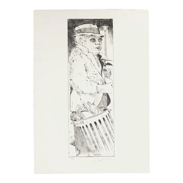 Trash - Original Etching by Bruno Caruso - 1980s 1980s For Sale