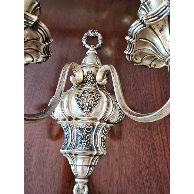 Art Nouveau Antique Signed E F Caldwell Large Silvered Bronze Sconce For Sale - Image 3 of 8