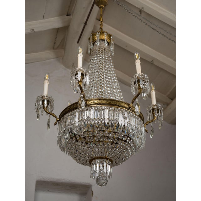 Large Italian Beaded Crystal Basket Chandelier, 1920s For Sale - Image 17 of 17