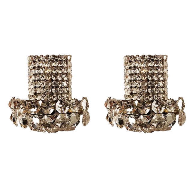 Large Crystal Sconces from Bakalowits & Söhne, 1960s, Set of 2 For Sale