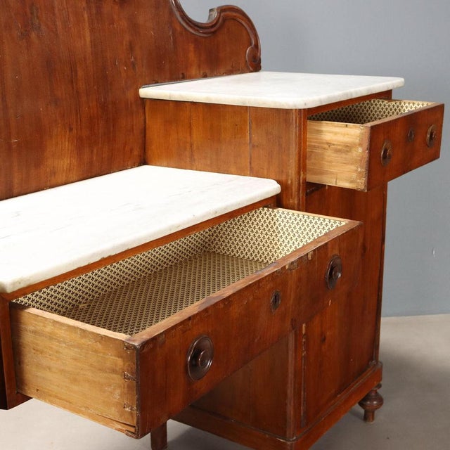 Walnut Sideboard with Marble Top For Sale - Image 6 of 13