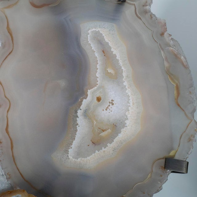 Pair of Cut Agate Wall Sconces With Rectangular Fabric Shades For Sale - Image 14 of 15