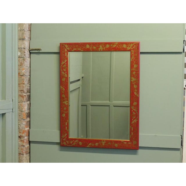 Red and Gold Lacquer Chinoiserie Wall Mirror, 1990 For Sale - Image 4 of 8