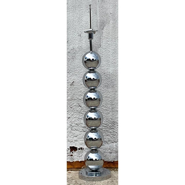 Mid-Century Modern Vintage Boho Chrome Floor Lamp After Kovacs For Sale - Image 3 of 12