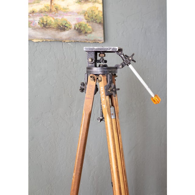 Wood Industrial Ries Jr Model Photoplane Tilt Head Wooden Tripod For Sale - Image 7 of 16