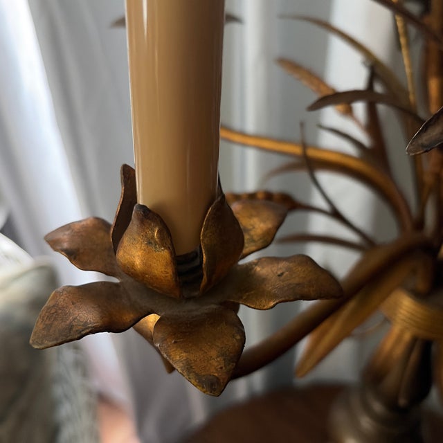 Antique Gold Gild Wheat Style Table Lamp For Sale - Image 10 of 11