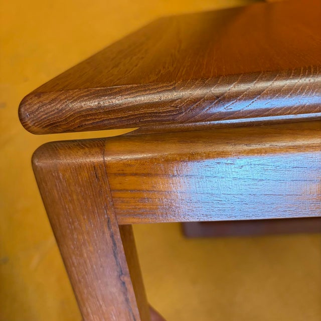 Brown Solid Teak Danish Modern Sled Leg Vintage Nesting Tables For Sale - Image 8 of 11