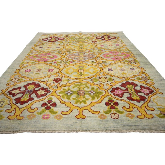 Contemporary Colorful Vintage Turkish Oushak Rug, 5'9 X 8'5 For Sale - Image 3 of 6