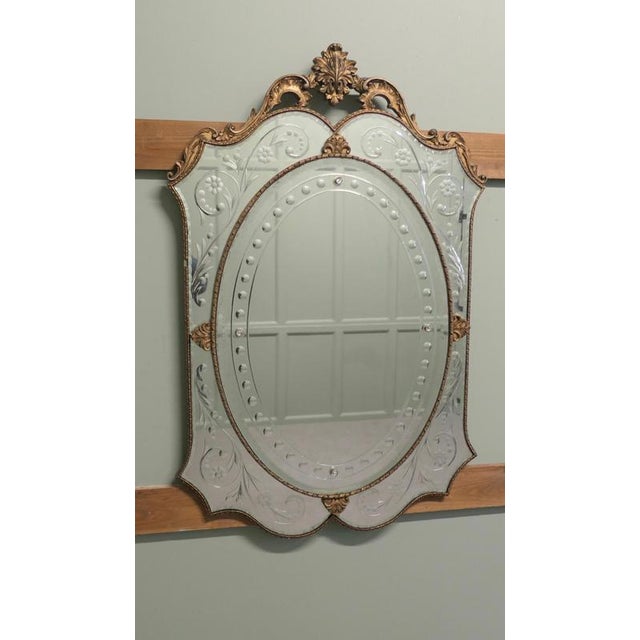Superb Art Deco Venetian Style Mirror This is a very attractive piece, the mirror has 5 individual etched mirrors set in a...