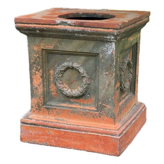 19th Century Continental Artisan Crafted Terracotta Garden Plinth, Urn Pedestal For Sale