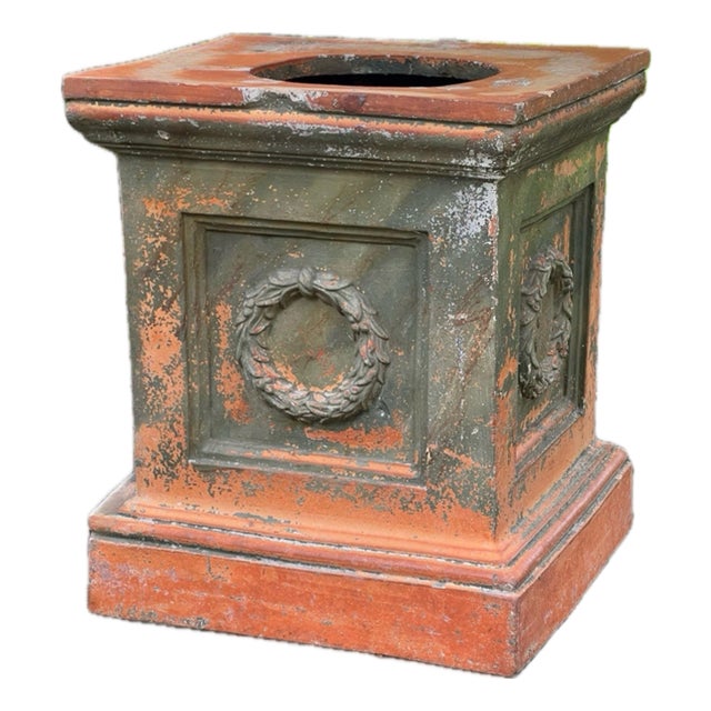 19th Century Continental Artisan Crafted Terracotta Garden Plinth, Urn Pedestal For Sale
