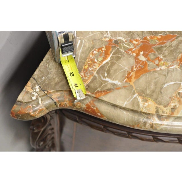 Antique French Louis XV Baroque Burl Walnut Marble Top Commode 5 Drawer Dresser For Sale - Image 9 of 16