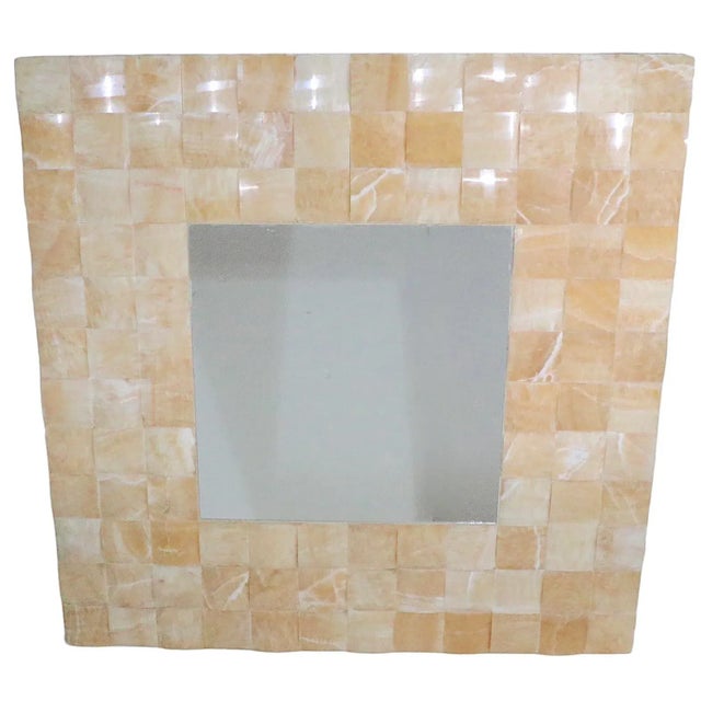 Sand Large Faux Horn Mosaic Framed Wall Mirror For Sale - Image 8 of 11