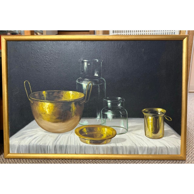 Realism 1950s Gyula Paksy - Oil. Gyula Paksy (Hungarian 1912- ) Stunning Photo Realism Still Life Painting (Pair) For Sale - Image 3 of 11