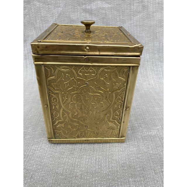 Small Vintage Brass Covered Wood Lidded Box For Sale - Image 12 of 12