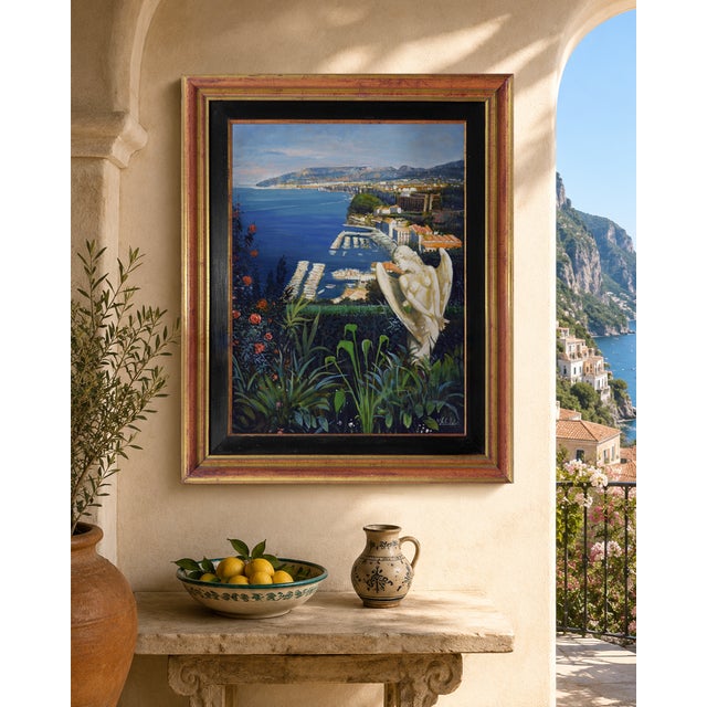 Alfredo Santini, Amalfi Coast, 1990s, Oil Painting on Canvas, Framed For Sale - Image 6 of 8