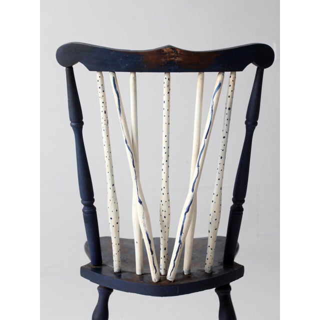 Antique Painted Brace Back Windsor Style Chair For Sale - Image 11 of 16