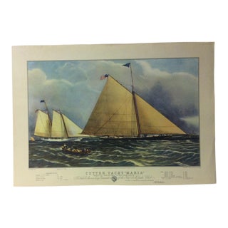 Currier & Ives Color Print, "Cutter Yacht - Maria", 1955 For Sale