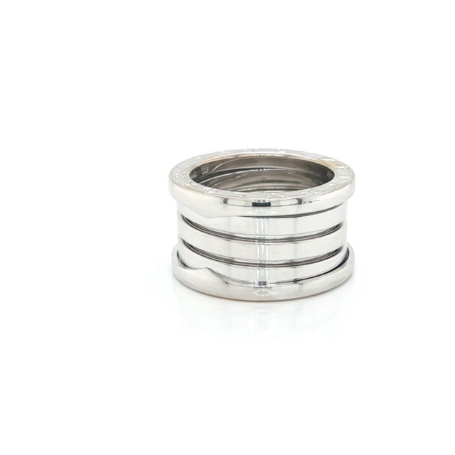 Modern Mid 20th Century Bvlgari B.zero1 Four Band Ring in 18k White Gold w/Cert Size 5 / EU 50 For Sale - Image 3 of 8
