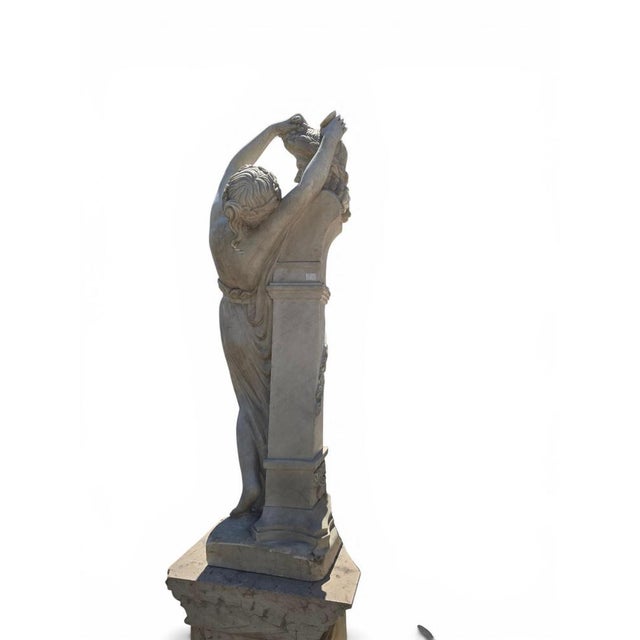 Italian Artist, Greek Revival Sculpture of a Female Figure with the Bust of Dionysus, 1970, Marble For Sale - Image 9 of 10
