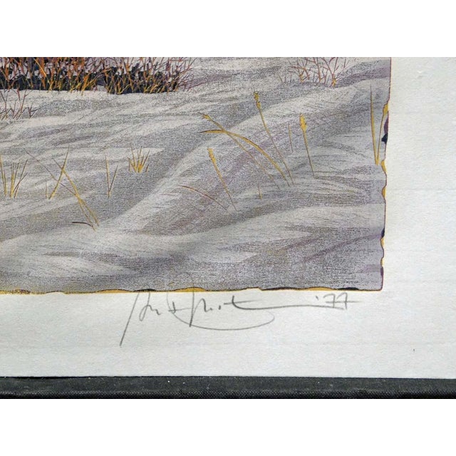1970s Gordon Mortensen "A Gold January" Limited Edition Reduction Woodcut Hand Signed For Sale - Image 5 of 6