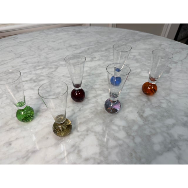 Mid-Century Italian Style Bullicante Bubble Base Cordial Shot Glasses - Set of 6 For Sale In West Palm - Image 6 of 6