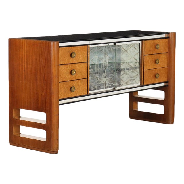 Vintage Walnut and Brass Cabinet from Palazzi Dellarte Cantù, Italy, 1940s For Sale