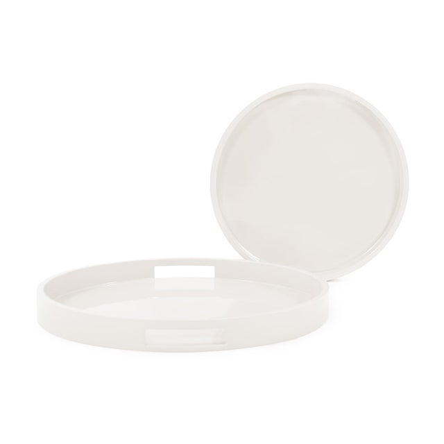 Contemporary Saint Tropez Round Tray Set of 2 - Chalk For Sale - Image 3 of 10