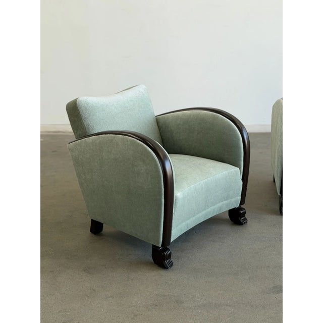1960s Arched Chairs in Mint Blue Mohair For Sale - Image 4 of 15