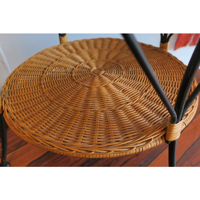 Wood Two-Level Coffee Table in Bamboo and Iron, 1960s For Sale - Image 7 of 10