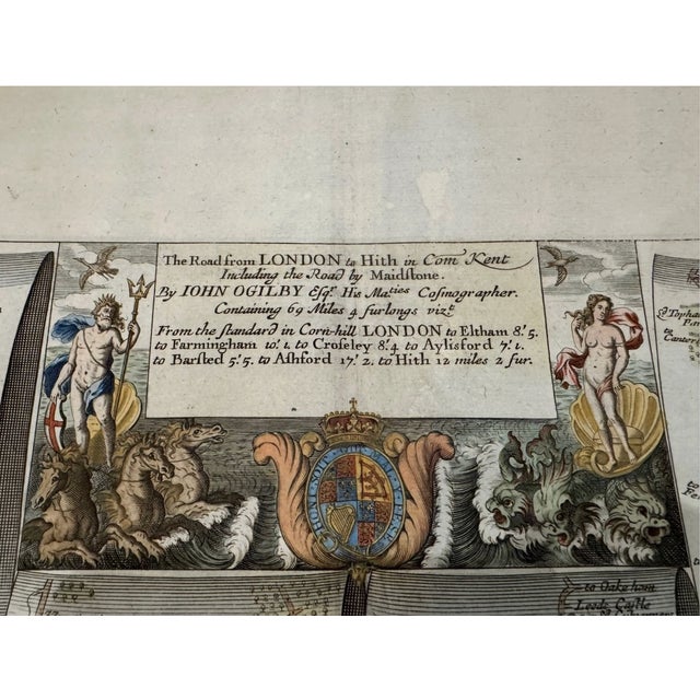 Set of 5 John Ogilby 1675 Hand Colored Road Maps Britannia England For Sale - Image 12 of 18