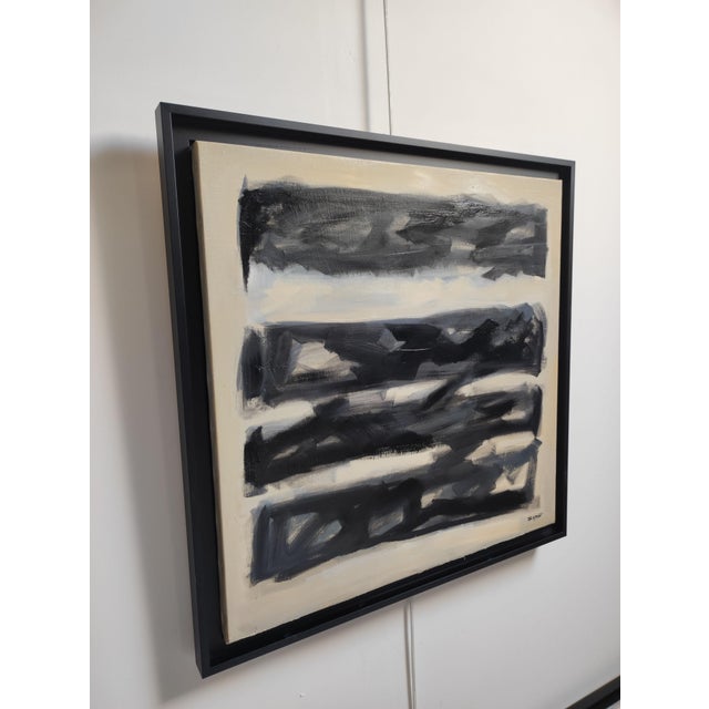 This contemporary abstract oil painting explores the subtle relationship between light, shadow, and texture through a...