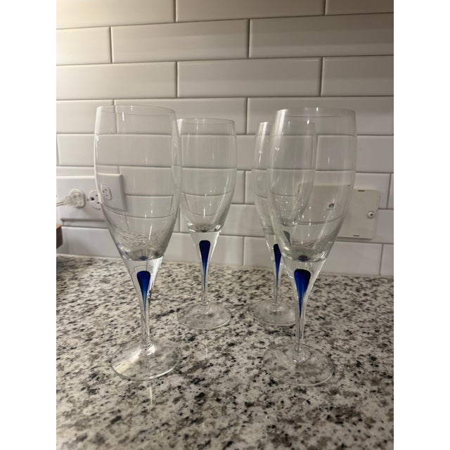 Orrefors 1990s Orrefors Intermezzo Champagne Flutes Set of 4 For Sale - Image 4 of 5