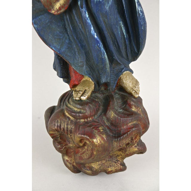 Exceptionally beautiful, polychromed figural baroque wall sculpture from the period around 1760 in Austria. By showing...