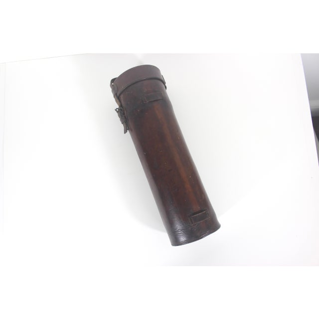 Animal Skin Antique Leather Canister Tube for Map Thermos Wine or Whiskey Bottle For Sale - Image 7 of 14