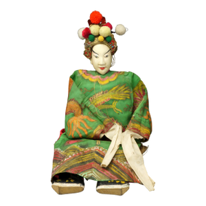 Antique Large Chinese Peking Opera Puppet (26 In) With Dragon Robe Late Qing