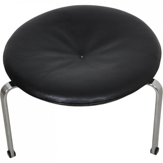 PK33 Stool in Black Aura Leather by Poul Kjærholm, 1980s For Sale - Image 3 of 13