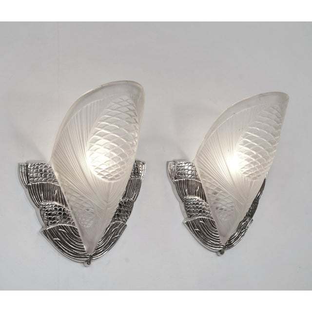 Art Deco 1930s French Art Deco Wall Sconces by Degue France - a Pair For Sale - Image 3 of 12