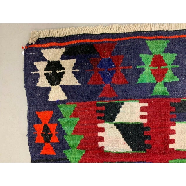 Small Vintage Turkish Square Kilim Rug For Sale - Image 4 of 7