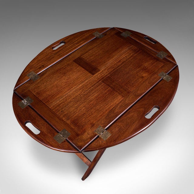 Wood Antique Butler's Tray Table, English, Drop-Flap Serving Stand, Edwardian, c.1910 For Sale - Image 7 of 12