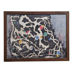 Mid 20th Century Signed Abstract Mixed Media Painting, Framed 25.5"x19.5"
