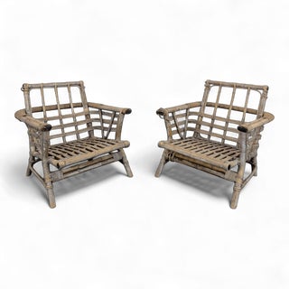 Rattan and Bamboo Lounge Chairs, 1950s, Set of 2 For Sale