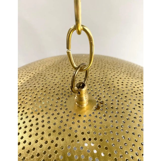 Modern Boho Chic Style Oval Brass Pendant or Lantern For Sale In New York - Image 6 of 12