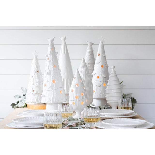 Ceramic VIETRI Foresta White Large Tree with Ribbon & Gold Star For Sale - Image 7 of 13